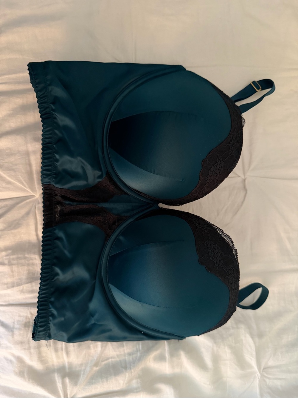 Teal Lace-Trim Longline Bra - Women's Intimates